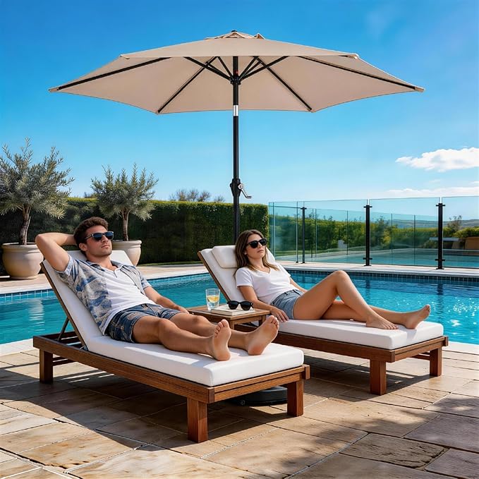 Outdoor Patio Umbrella, 7.5ft Sun Umbrella with Tilt Adjustment and Crank, 6 Ribs Outdoor Umbrellas for Patio, Deck, Garden，Yard, Poolside