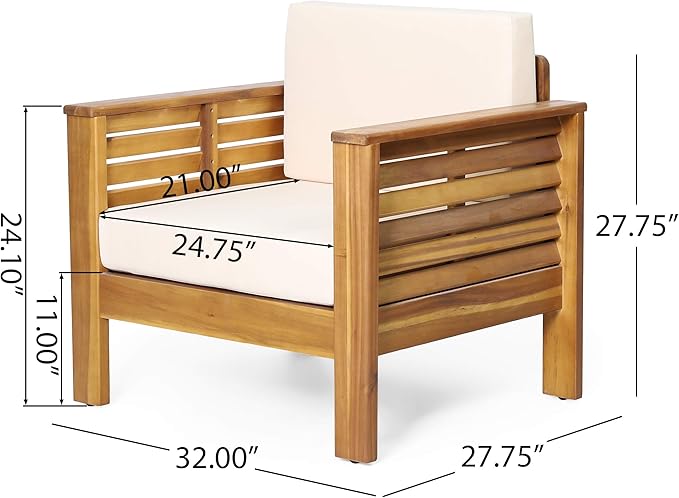 Christopher Knight Home Louver Chat Set, Teak + Cream
