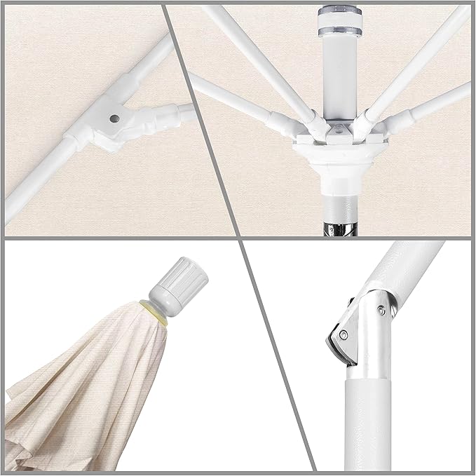California Umbrella 11' Rd. Fiberglass Rib Patio Umbrella, Crank Lift, Collar Tilt, White Pole, Canvas (GSCUF118170-SA53-DWV)
