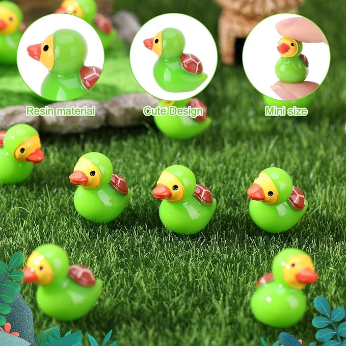 30 Pcs Turtle Ducks, Mini Turtle Resin Ducks Bulk, Cute Toy Figures for Birthday Party Favors Landscape Decorations (Turtle Duck)