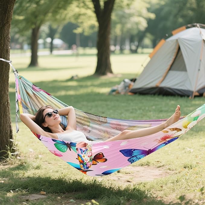 Hammocks for Outside Blue Birds Camping Hammock Portable Hammocks with Tree Straps and Carry Bag Camping Accessories for Hiking Beach Outdoor
