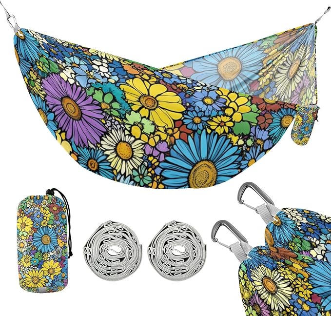 Ukraine Sunflower Beauty Summer Flowers Clolrful 330lb Capacity Camping Hammocks with Tree Straps Fabric Hammock for Outside Patio Backyard Poolside hamaca para adultos