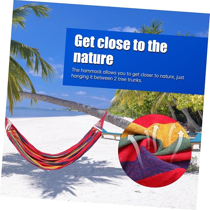 Rope Hammocks for Outside Camping Hammocks Striped Canvas Swing Bed Garden Travel for Adventure