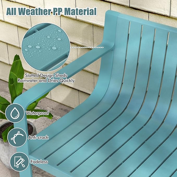 Tangkula 5-Piece Patio Furniture Set, Outdoor Conversation Set w/1 Loveseat, 2 Patio Chairs & 2 Side Tables, All-Weather Patio Bistro Set for Lawn, Backyard, Poolside, Balcony, Garden, Deck (Blue)
