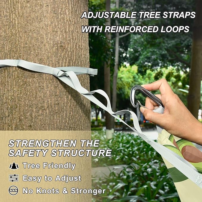 Camping Hammock Outdoor Hammocks for Outside Avocado Light Green Beach Trees Portable Lightweight with Pockets Tree Straps Indoor