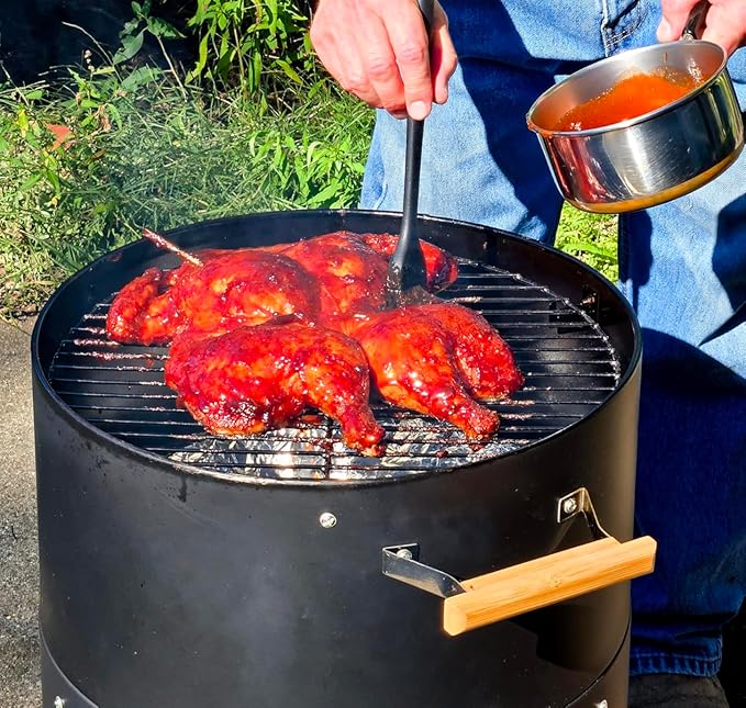 20.5" Smoker grill XXL built in thermometer Air vent 2 pcs doors Multi-Layer heavy duty Smoke BBQ with Rib hanger set with 4 Hooks Parties backyard
