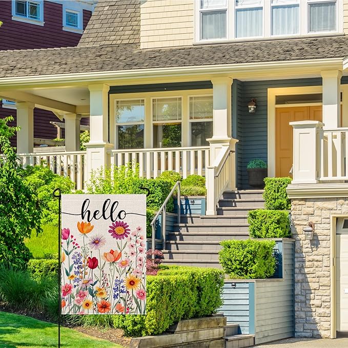 wyooxoo Spring Summer Flower Garden Flag 12x18 Inch Double Sided Vertical Welcome Garden Flag Outside Farmhouse Yard Outdoor Decoration (G)