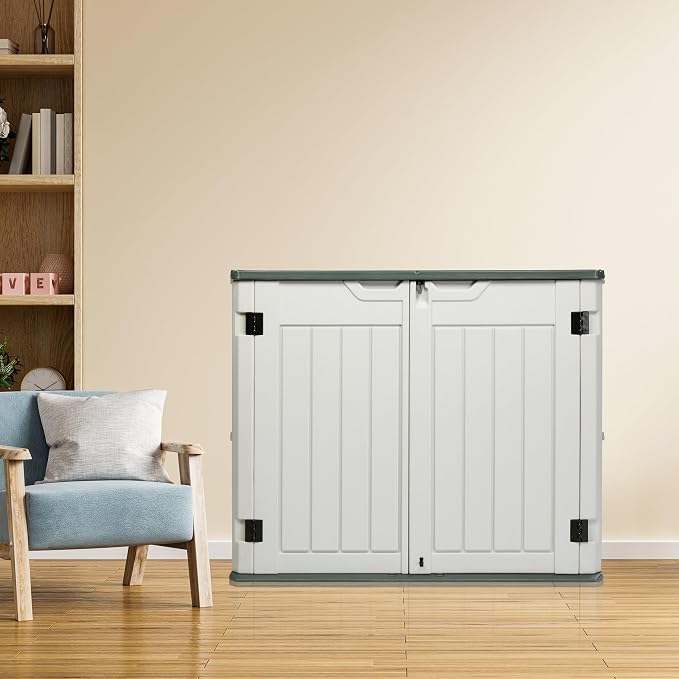 260 Gallon Resin Deck Box Storage Outdoor Boxes Container for Patio Furniture Cushions Pool Supplies Garden Tool Sports Equipment Outside Storage Delivery,Patio Deck Box 50" W x 29" D x 41" H