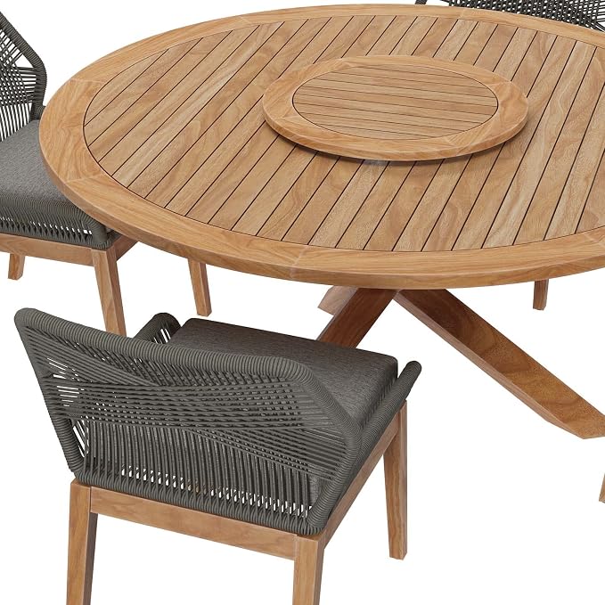 Modway Wellspring 5-Piece Outdoor Patio Dining Table Set in Gray Graphite