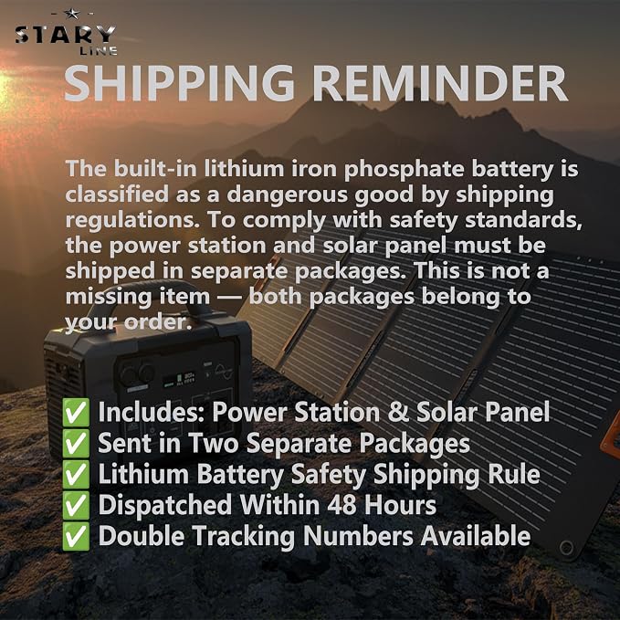STARY LINE 1800W Solar Generator Kit (2700W Surge), 1024Wh Portable Power Station with 200W Solar Panel, LiFePO4 Battery for RV Life, Van Living, High-Power Appliances Backup,