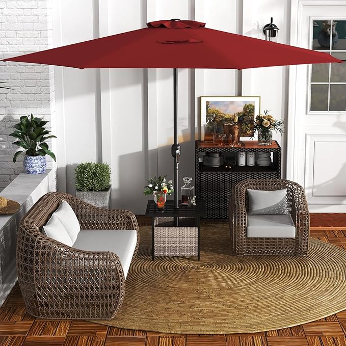 12FT Patio Umbrella, Outdoor Table Umbrella with Crank Handle, 8 Sturdy Ribs, Sun-protection & Waterproof Canopy, Top Air Vent, Market Umbrella for Garden, Lawn, Deck, Backyard, Poolside