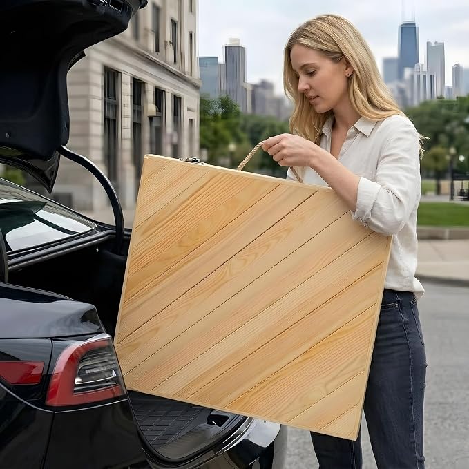 60" x 30" Folding Picnic Table with Table Runner,Upgraded 8-Legs, Extra Stable Boho Low Wood Table, Portable Large Picnic Table for Floor Seating, Adjustable Height for Beach, Wedding, Party