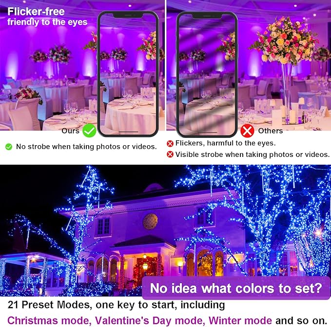 LED Flood Light Outdoor, 800W Equivalent 8000LM Smart RGB Stage Lights, Bluetooth RGB Colors+Warm White 2700K - APP & Group Control & Timing,IP66 Waterproof US 3-Plug Color Changing Strobe Lighting