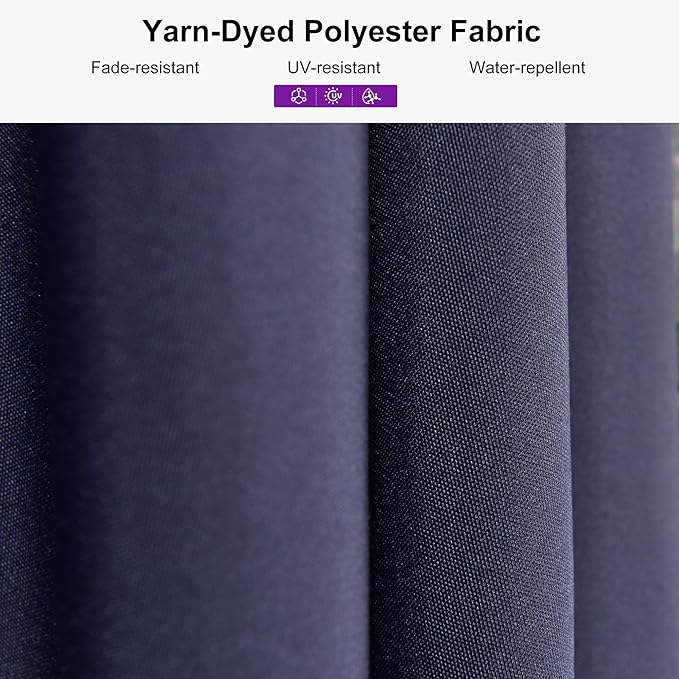 PURPLE LEAF 8' x 8' Square Patio Umbrella Market Umbrella Aluminum Outdoor Table Umbrella with Push Button Tilt & 8 Sturdy Ribs and Crank Square Outdoor Umbrellas for Pool Backyard Deck, Navy Blue