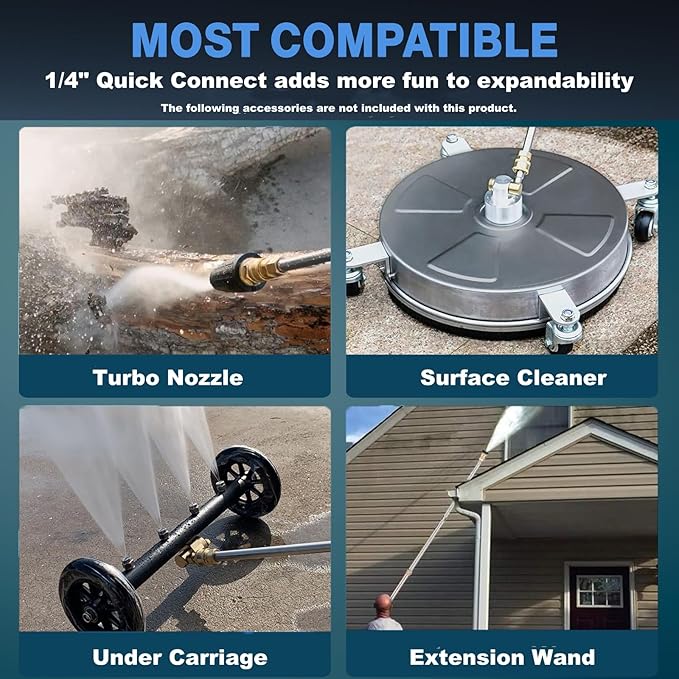 Pressure Washer 5000PSI with 33FT Flexible Extension Hose for Cars/Patios/Driveways, Dark Blue