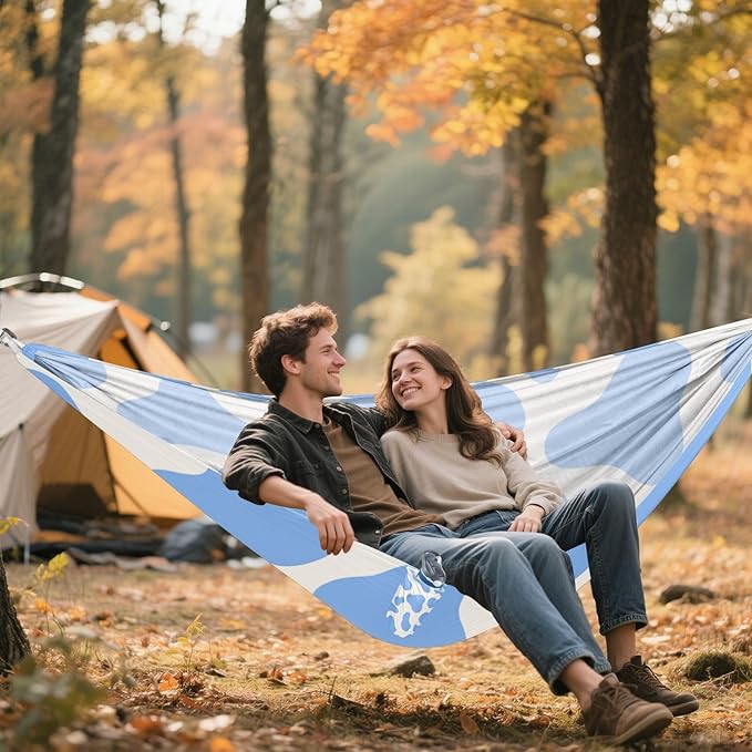 Cow Prints Blue Pastel 330lb Capacity Hammocks with Portabl Carry Bag Indoor Hammock for Outside Camping Essentials hamaca con soporte para adultos