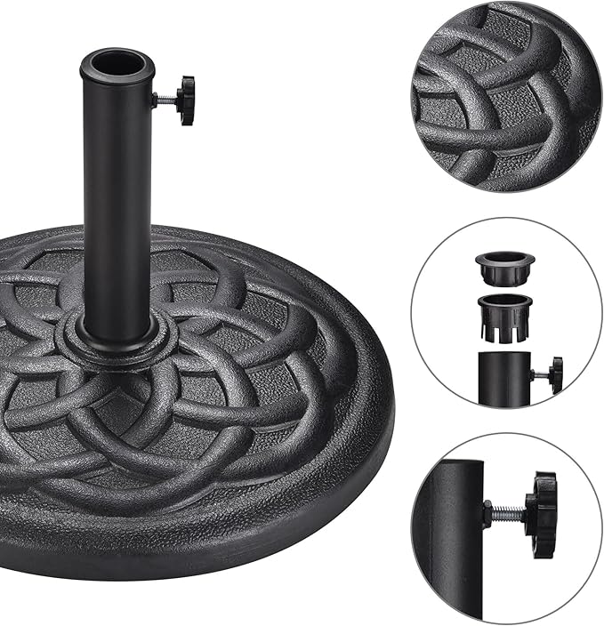 Yescom 9ft Coastal Solid Wood Umbrella Pulley Lift Commercial Base with Wheel Included for Seaside Restaurant Terrace Poolside Beach Club