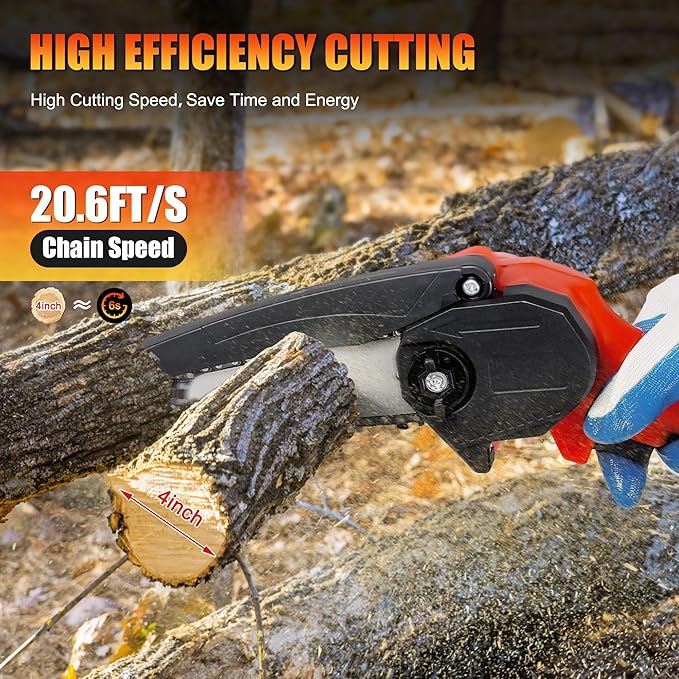 Mini Chainsaw Cordless 4-Inch Electric Power Chain Saws One-Hand Handheld Portable Chainsaws for Tree Branch Wood Cutting
