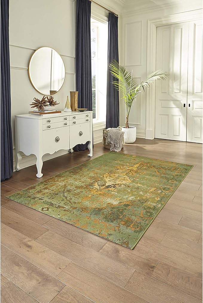 Liora Manne Marina Low Profile Durable Indoor/Outdoor Woven Rug- Kermin Green 7'10" x 9'10"