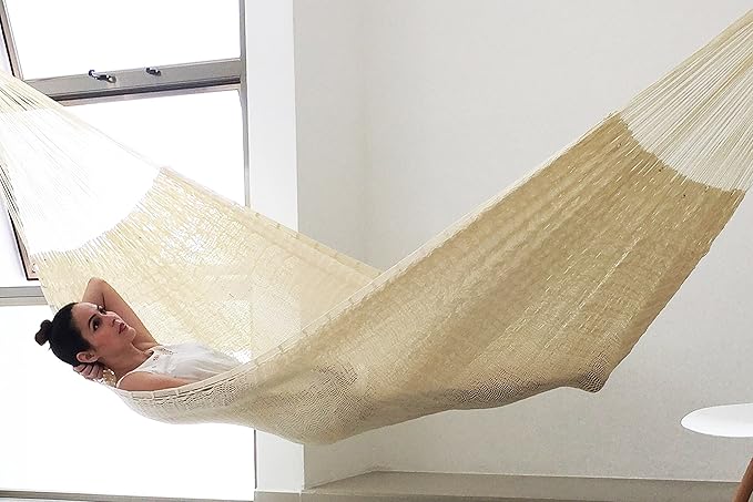 Traditional Maya Hammock -Natural Hammock (Large) - Thick Nylon Thread