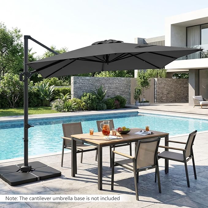 Tangkula 11 x 9 FT Patio Umbrella, Large Offset Cantilever Outdoor Umbrella with Aluminum Pole, 360 Degree Rotation, Tilt Adjustment, 8 Sturdy Ribs, Air Vent & Cross Base for Backyard Pool Garden Deck (Gray, 11x9 FT)