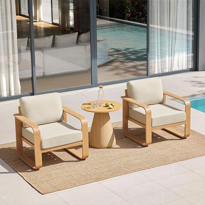 CHITA Aluminum Patio Chairs Set of 2, Outdoor Chairs with Thickened Olefin Fabric Cushion for Backyard, Garden, Balcony and Poolside