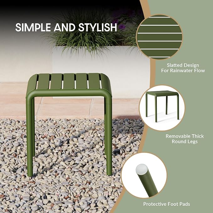 WestinTrends Playa Plastic Modern Outdoor Patio Accent Side Tables (Set of 2), Olive Green