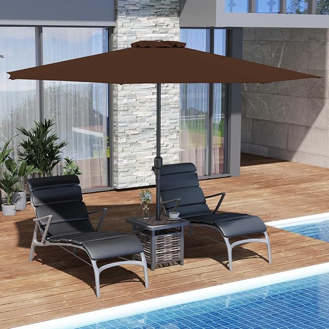 12FT Patio Umbrella, Outdoor Table Umbrella with Crank Handle, 8 Sturdy Ribs, Sun-protection & Waterproof Canopy, Top Air Vent, Market Umbrella for Garden, Lawn, Deck, Backyard, Poolside