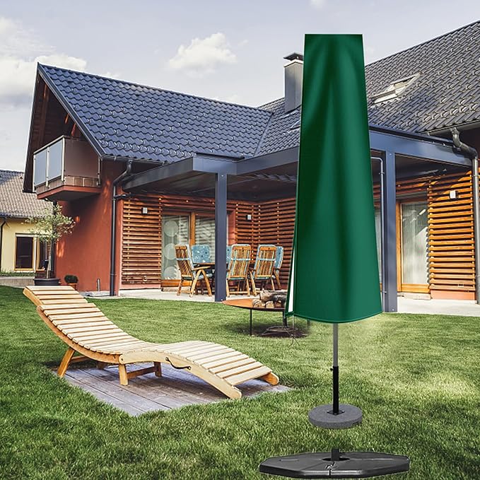 Dafire Patio Umbrella Cover for 7FT to 9FT Patio Umbrellas,1.7m Parasol Covers (Green 420D),Oxford Fabric Waterproof Market Umbrella Cover with Zip,Parasol Covers for Outdoor Umbrellas with Rod