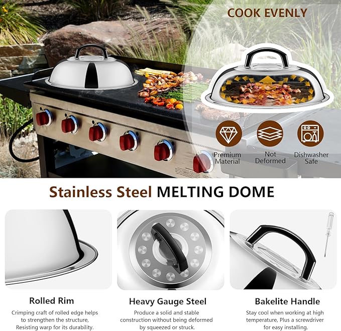 25Pcs Griddle Accessories Kit for Blackstone, Joyfair Stainless Steel Flattop Grilling Spatula Accessory Tools Set with Smash Burger Press Basting Cover for Outdoor BBQ Hibachi Cooking (ABS Handle)
