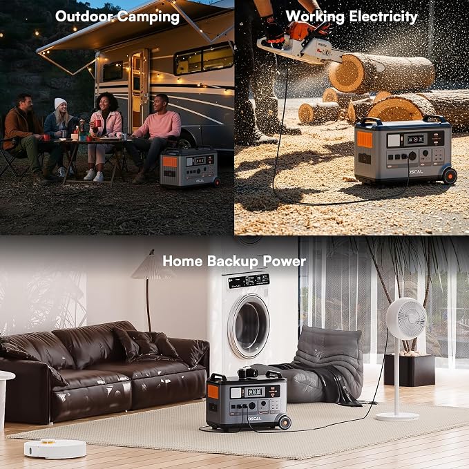 OSCAL Portable Power Station 3600Wh PowerMax 3600 SE With 3x400W Solar Panel, 3600W (Surge 7200W) Output, LiFePO4 Solar Generator for Home Use, Power Outage, Camping, RV, Emergencies