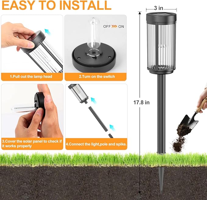 EXCMARK 2 Pack Outdoor Solar Lights Waterproof for Yard Garden Walkway Pathway Lawn Decorative Contemporary Landscape Lighting. (Cool White Light, 2)