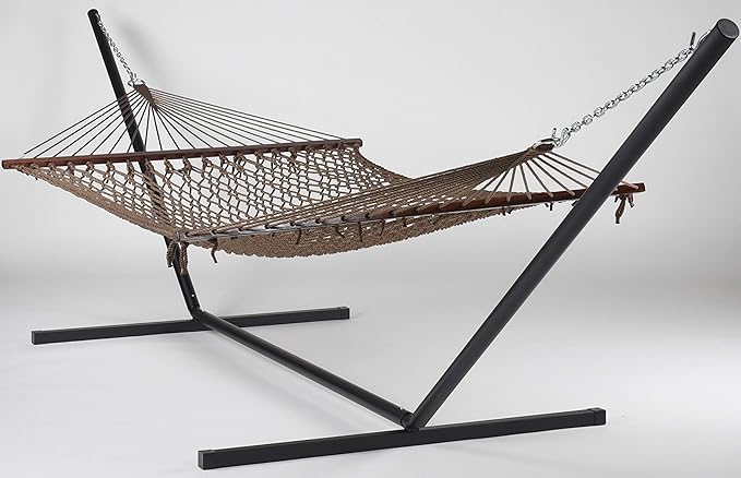 Rope Hammock and Tri Beam Stand (Mocha Hammock and Black Stand)