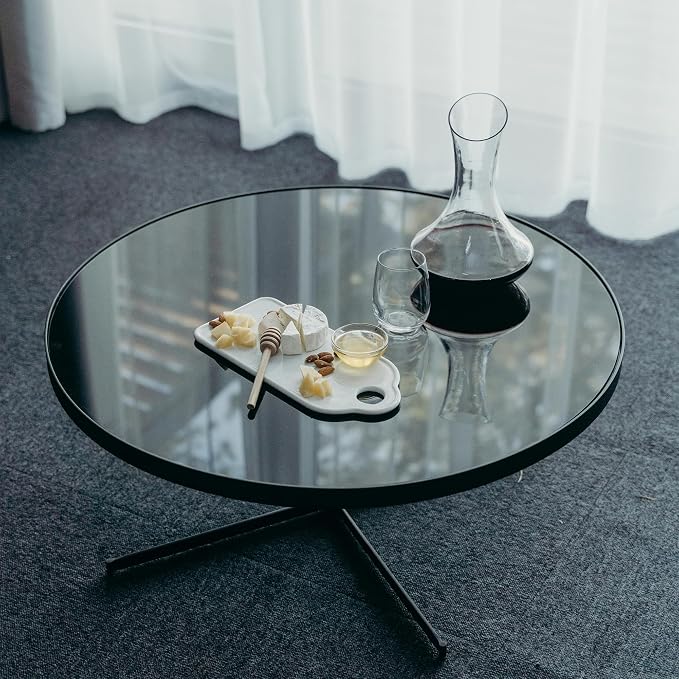 30 inch Round 1/4" Thick Pencil Polished Edge Glass Table Top with 6 Bumpers - Tempered, Scratch Resistant & Safety Replacement Glass Designed for Dining, Coffee, Patio & End Tables