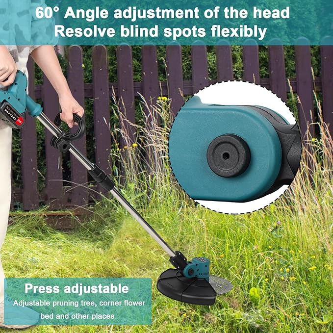 21V Electric Weed Wacker Cordless, 10-Inch 3-in-1 Weed Eater Battery Powered 4000mAh and Charger, Length Adjustable, Grass Trimmer with Battery Display