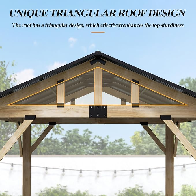 COVERONICS 11’x13’ Outdoor Outdoor Wood Gazebo - Patio Gazebos with Galvanized Steel Roof, Cedar Wooden Gazebo for Garden, Patio and Deck