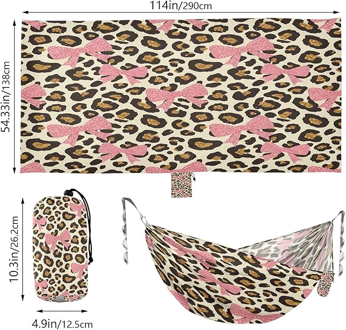 Hammocks for Outside Leopard Pattern Camping Hammock Portable Hammocks with Tree Straps and Carry Bag Camping Accessories for Hiking Beach Outdoor