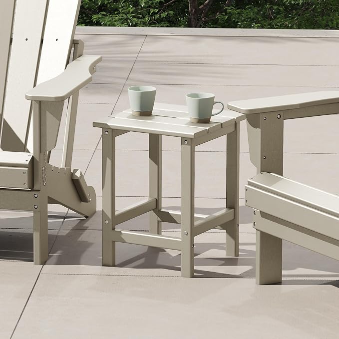 HDPE Laguna Outdoor Poly Adirondack Side Table, Sand