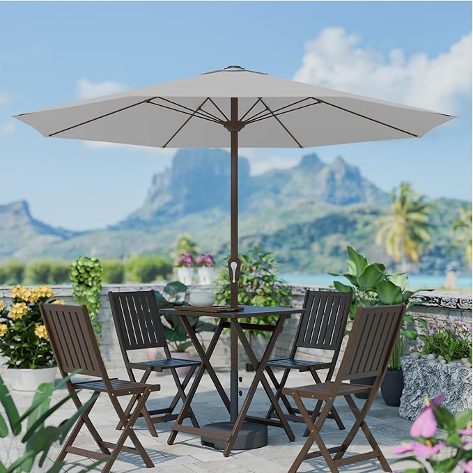 PatioKingdom 11FT Patio Umbrella,Outdoor Umbrella with Push Button Tilt and Crank,Market Table Umbrella with 8 Sturdy Fiberglass Ribs UV Protection