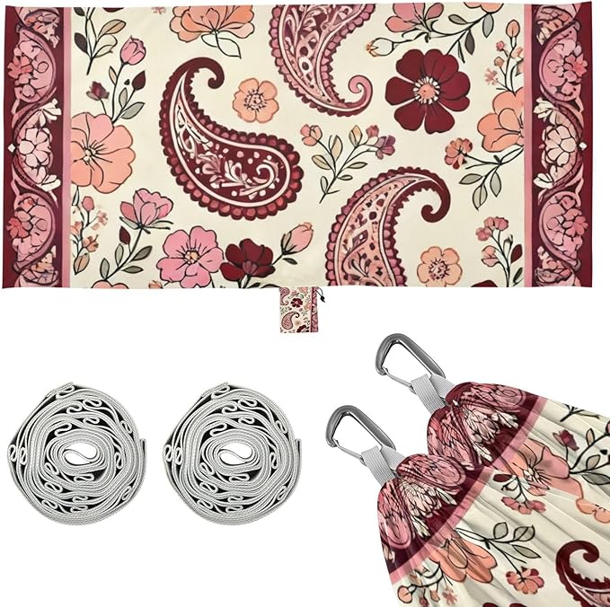 Floral Paisley Hammocks for Camping with Portabl Carry Bag Portable Hammock Indoor Outdoor Patio