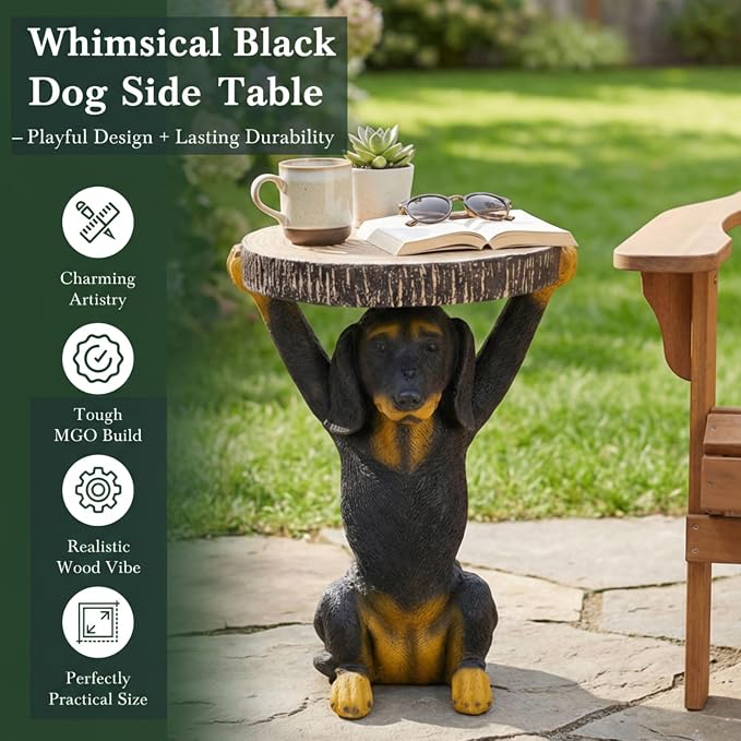 Black Dog Side Table, MGO Pedestal End Table