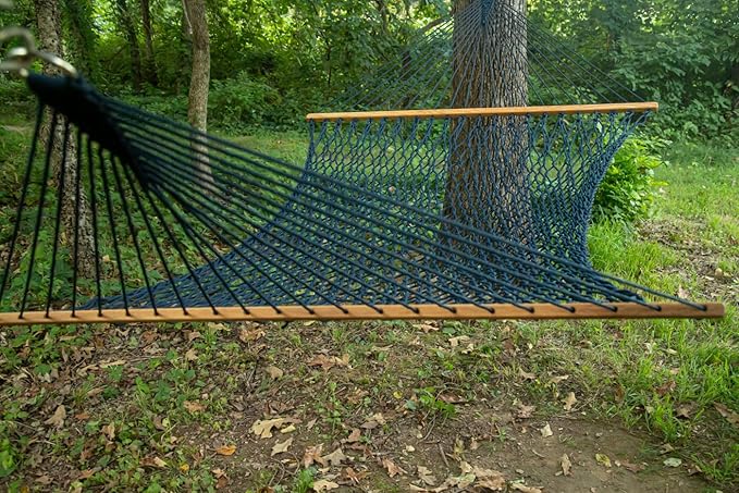 East Wind Rope Hammock, 12ft Length x 5ft Width, Large, Weather-Resistant (Navy)
