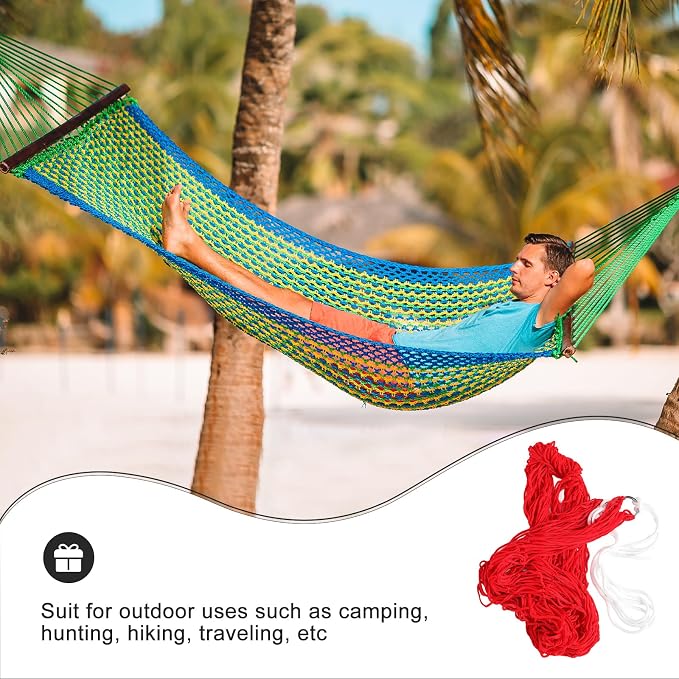 Sosoport Nylon Rope Hammock Chair Camping Mesh Portable Hammock Bed Camping Essentials Camping Gear