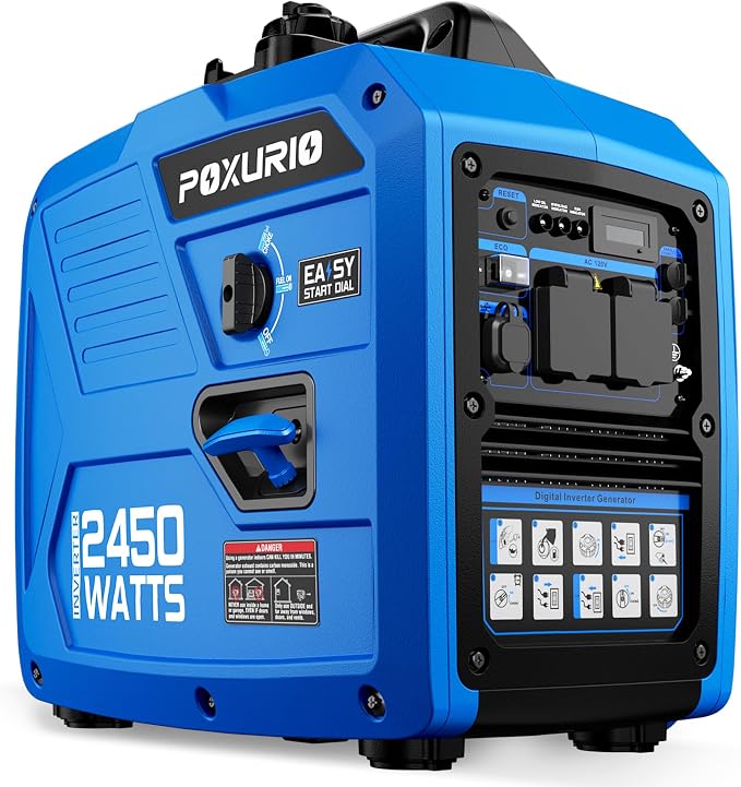 2450 Watt Inverter Generator, 120V Gas Powered Generator Super Quiet, RV Ready/EPA Certified for RV, Home and Outdoor Use, Red