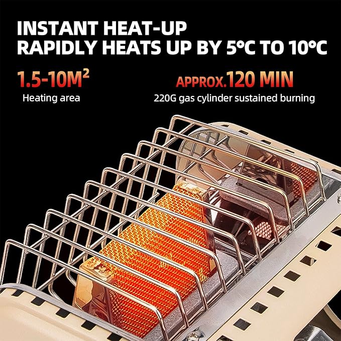 3 in 1 Portable Heater and Stove, 1200W Outdoor Tent Stove, Adjustable Temperature Camping Heaters for Fishing, Hiking, Trekking, Patio, Coffee-coloured and Green (Coffee-coloured)