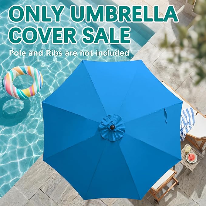 AreShark 9FT Patio Umbrella Replacement Canopy – Durable UV Protective Outdoor Table Market Umbrella Top for 8 Ribs, Canopy Only with Air Vent