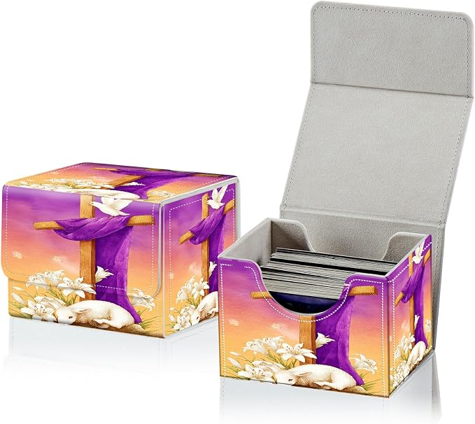 Card Deck Box for MTG, Cards Storage Box Fits 120+ Sleeved, Leather Small Size Strong Magnetic Closing Card Case for Board Games Magic TCG CCG Baseball Collection, Goat Pigeon