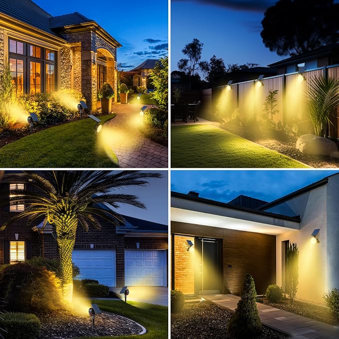 nipify Solar Spot Lights Outdoor Waterproof, Landscape Spotlights | Warm White, 2 Pack/53 LED/3 Modes, Adjustable Solar Panels, Auto On/Off, Uplights Lighting for Outside Tree Yard Flag Garden