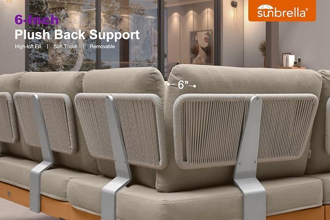 PURPLE LEAF Patio Furniture Set Outdoor Conversation Sets with Fade-Resistant Cushions and Pillows 10 Pieces Aluminum Modern Wicker Sofa Chairs for Balcony Yard Garden, Taupe