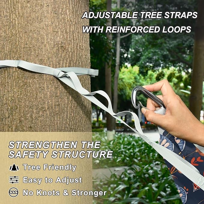 Camping Hammock Outdoor Hammocks for Outside Tribal Flower Beach Trees Portable Lightweight with Pockets Tree Straps Indoor